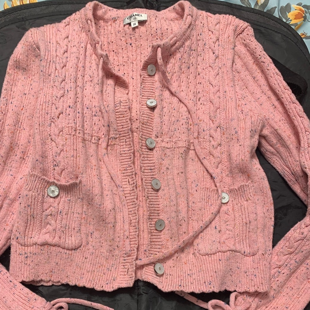 CHANEL Pink Button-Up Cardigan - Picture 10 of 10